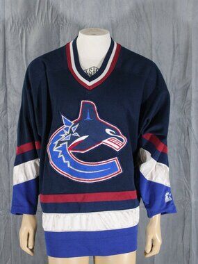 Vancouver Canucks Jersey (VTG) - Original Away Orca Jersey by Starter - Men's L